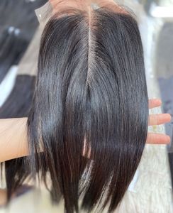 VQ Hair Bone Straight 5by5 Cabello humano virgen Nudos pequeños HD Cierre de frontales de encaje Grande a granel Tinte más oscuro 50g Modelo Jessica 26 - Product Image 1