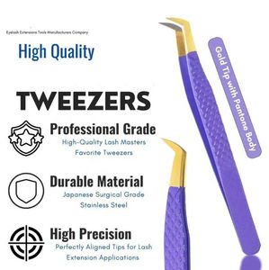 Pinces à cils professionnelles de qualité supérieure en acier inoxydable, anti-fatigue, anti-magnétiques, poignée confortable, poids équilibré, pour artiste des cils - Product Image 3