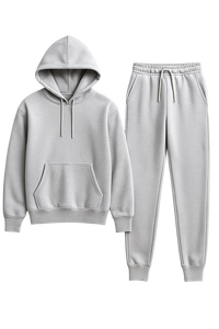 Ensemble de survêtement d'hiver tendance pour homme en coton/polyester, décontracté, en molleton uni respirant, personnalisable, OEM, pour l'entraînement, 2 pièces - Product Image 2