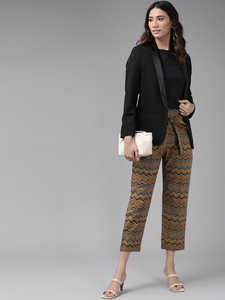 Pantalon en coton multicolores pour femmes, doux et respirant, imprimé en zigzag, coupe régulière, pour le travail, les voyages, le quotidien - Product Image 2