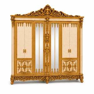 Juego de Muebles de Dormitorio de Lujo Estilo Turco, Juego de Muebles de Dormitorio Tallados en Oro de Lujo con Cama, Armario y Cómoda, EE. UU. - Product Image 5