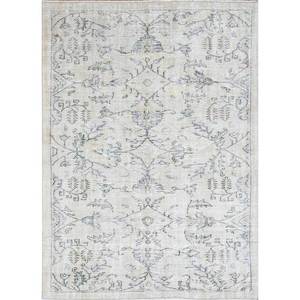 Tapis en laine noué à la main beige-brun vintage pour la maison - Idéal pour salon, couloir, entrée, chambre d'adolescent - Motif médaillon rectangulaire en puzzle - Product Image 1
