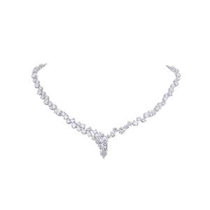 Collar Elegante con Diamante Luminoso de Corte Redondo en Forma de Pera, 29.72 Ct D VVS, Diamante Cultivado en Laboratorio en Oro Blanco de 18K, Regalo de Aniversario de Bodas - Product Image 3
