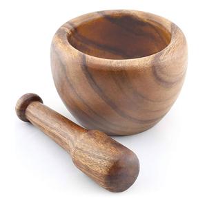 Wood Mortar and Pestle Set Superior Quality Teak Wood Kitchenware Garlic Grinder Home and Kitchenware Usage - Product Image 3