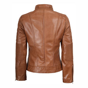 Chaqueta de cuero de invierno con estampado de logotipo personalizado para mujer, chaquetas de cuero genuino transpirables de la mejor calidad a la venta - Product Image 3