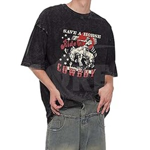 Nueva camiseta personalizada con lavado ácido y sol se desvaneció, ropa de calle, camisetas informales de manga corta con estampado de sublimación transpirable para hombres - Product Image 1