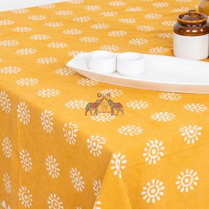 Mantel de algodón hecho a mano con estampado Dabu estilo bohemio, elegante cubierta floral para mesa de comedor - Product Image 5