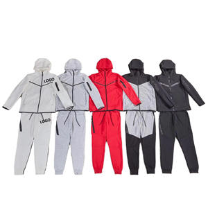 Chándal polar con logotipo personalizado para hombre, sudadera con cremallera completa, pantalones de chándal para correr, chándales para hombre, conjuntos de ropa de calle, chándal de talla grande para hombre - Product Image 1