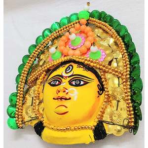 Masque Chhau Devi Durga artisanal de Mukherjee Handicrafts, décoration murale, objet de décoration, 21 cm x 20 cm x 6 cm - Product Image 3