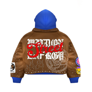 Conjunto de Sudadera con Capucha y Pantalones Acampanados Vintage para Hombre, Personalizado, Oversize, con Lavado Ácido, Parches Bordados y Efecto Desgastado, Transpirable para Otoño - Product Image 5