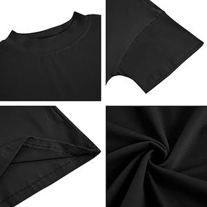 Camiseta recortada personalizada con cuello simulado negro para mujer, Top corto 100% de algodón, Camiseta lisa de gran tamaño con cuello simulado para niñas - Product Image 5