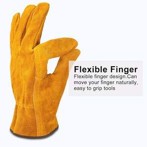 Gants de sécurité pour conducteur en cuir de vache véritable pour hommes Gants de conduite de travail industriels résistants aux coupures Gants de sports de plein air - Product Image 4