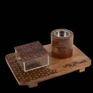 Quemador de incienso de madera Medkhan Mubkhar Bakhoor Juego de quemadores con bandeja de madera y caja Producto grabado por faizacraft - Product Image 4