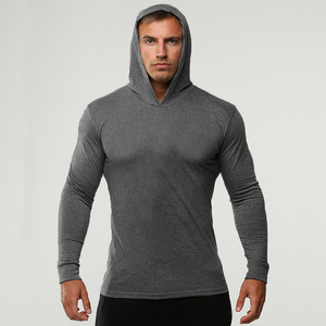Manufacturer Supply Custom Summer 100% Cotton <b>Long</b> <b>Sleeve</b> Fitness Sports <b>Men</b> <b>Tops</b> <b>Gym</b> Hoodies - Product Image 2