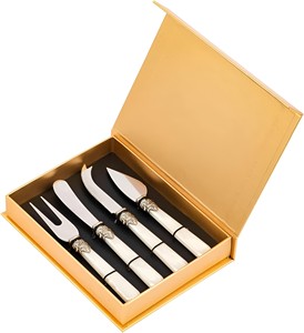 Wholesale Promotional Kitchen <b>Cheese</b> Knife <b>Set</b> <b>Cheese</b> Fruit Fork with Shovel Spoon and White handle - Product Image 3