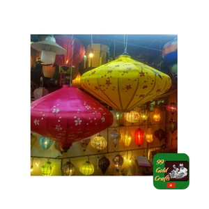 Hermosa linterna de seda de bambú para colgar al aire libre coloridas linternas de tela Hoi an para decoración de restaurante de fiesta de boda - Product Image 1