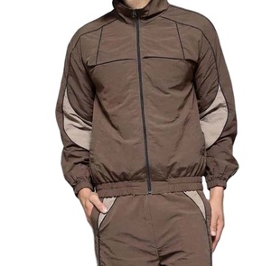 2-Piece windbreaker trouser <b>jacket</b> set windbreaker and beige cut sew anorak custom long sleeve color blocking nylon outdoor - Product Image 2