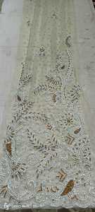 Tissu perlé de luxe de haute qualité avec Zircon fait à la main 100% Polyester meilleur prix exportation du fournisseur indien pour la fabrication de vêtements - Product Image 2