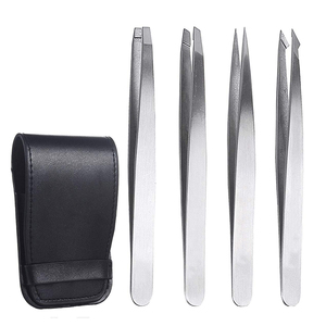 Lot de 4 pinces à épiler en acier inoxydable avec étui de voyage pour l'élimination des poils incarnés - Prix de gros 2026 - Product Image 1