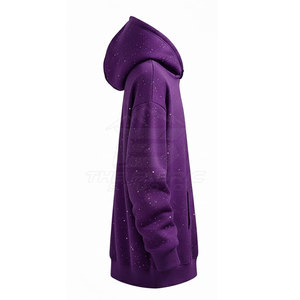 Sweat à capuche doux en molleton 100 % coton avec strass, design élégant, respirant, pour un look décontracté et urbain en hiver - Product Image 4