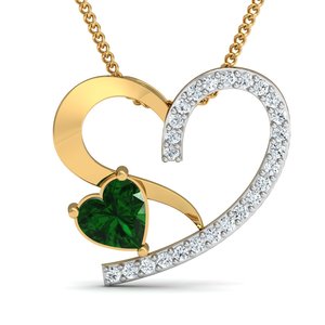 Colgante de Zirconia con Forma de Corazón en Cristal Verde, Chapado en Oro, Colgante Delicado al por Mayor para Mujer - Product Image 1