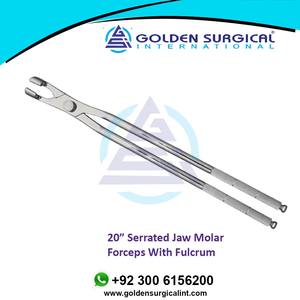 Forceps molaires équins de 20 pouces avec pointe de fulcrum intégrée - Mâchoire dentelée en acier inoxydable, extracteur de dents de cheval - Product Image 5