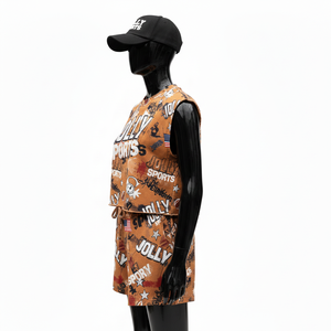 Conjunto de Camiseta sin Mangas y Pantalones Cortos para Mujer, Tela de Malla de Poliéster de Alta Calidad, Sensación Suave, Logotipo Sublimado, 100% Algodón - Product Image 3