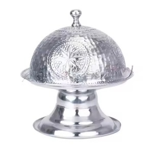 Tazón de Metal para Dátiles con Tapa Plateada y Dorada para Bodas, Hoteles, Mesa, Frutos Secos, Tazón para Servir Dátiles - Product Image 6