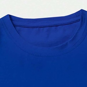 Camiseta de Manga Corta para Hombre, Cuello Redondo, Color Azul, Corte Regular, Color Sólido, Informal, de Jersey, Algodón, Tejido Liso - Product Image 3