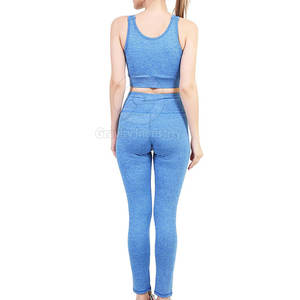 Conjunto Deportivo de Yoga para Mujer, Diseño Sólido con Logotipo Frontal, Ecológico, Transpirable, 2 Piezas, Ropa Deportiva para Entrenamiento - Product Image 2