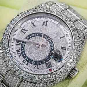 Montre en diamant moissanite haut de gamme, cadran et bracelet sertis de pierres brillantes, acier inoxydable durable, parfait pour une déclaration de style - Product Image 4