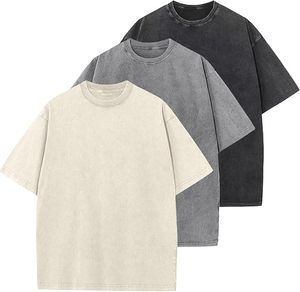 T-shirts de créateur personnalisés unis de haute qualité lavés à l'acide vente en gros de T-shirt vintage vierge lavés à l'acide pour hommes - Product Image 1