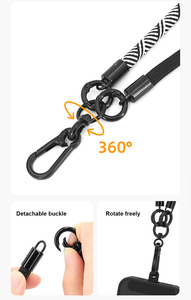 Sangle de cou universelle réglable 3 en 1 en nylon tressé pour téléphone portable avec logo personnalisé, cordon anti-perte - Product Image 4