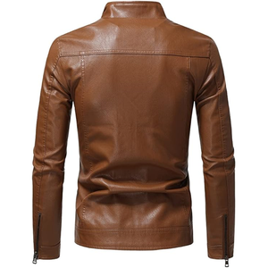 Faux cuir veste hommes automne hiver col droit hommes moto cuir manteau - Product Image 2
