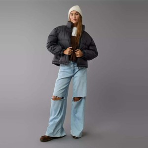 Veste matelassée grise courte chaude et légère pour femme | Parfait pour l'hiver décontracté, col rabattu, veste femme - Product Image 2