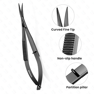 Ciseaux à cils Black Plasma logo personnalisé ciseaux à sourcils à ressort et ciseaux professionnels pour la coupe des ongles des micro cuticules par Bahasa Pro - Product Image 3