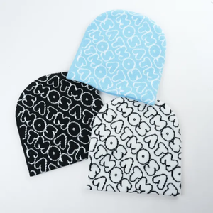 Gorro de invierno para exteriores de alta calidad, Calavera acrílica Jacquard personalizada con piel, puños cálidos o sin Puños para pescadores y viajeros - Product Image 1