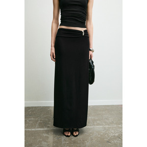 GRIMELANGE BELLISIMA Women's Soft and Stretch Fabric Buckle Detail Regular <b>Skirt</b> - Product Image 4