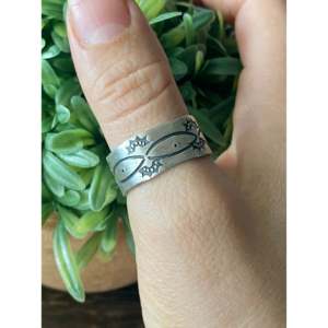 Handmade Ethnic <b>Statement</b> <b>Ring</b> Navajo-Made Sterling <b>Silver</b> Band with Natural Stone Size 11.75 for Everyday Wear - Product Image 2