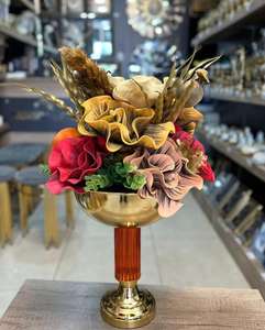 Florero de mesa decorativo de gran venta para la decoración del hogar y la boda en metal de hierro y aluminio con acabado dorado - Product Image 2