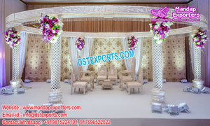 งานแต่งงานแบบดั้งเดิม FRP Kalyan Mandap ตกแต่ง Mandap เหตุการณ์แต่งงานทมิฬกับการจัดงานแต่งงานทางตอนใต้ของดอกไม้งานแต่งงานทอง Mandap เลสเตอร์ - Product Image 4