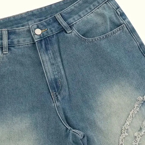 Premium Forte demande Hommes Casual Raw Trim Denim Shorts Chic Street Style Loose Fit Short Jorts Bermuda Shorts Avec Marque Privée - Product Image 3