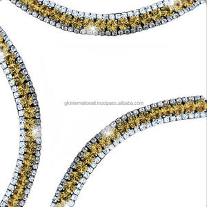 Équipement équestre de haute qualité 3 rangs blanc cristaux clairs verre diamante toutes formes cuir cheval front bande en pleine tailles cob - Product Image 6