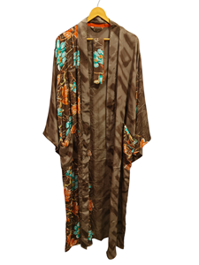 Robe indienne Floral soie Sari Kimono Vintage Sari Robe douce plage Robe de soirée indien fait à la main Kimono en soie - Product Image 5