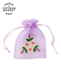 Sac en lin brodé à la main avec broderie de différentes couleurs sac à dos en lin 100% doux lavé OEM fabriqué au Vietnam - Product Image 1