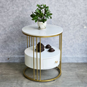 Contemporary 2-Tier Side <b>Table</b> with Convertible Metal Frame and Durable Drawers Classic Tea <b>Table</b> Design-<b>Sofa</b> Side <b>Table</b> SST016 - Product Image 5