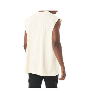 Débardeur oversize vintage délavé pour homme, style streetwear personnalisé, vêtement de sport OEM, gilet athlétique tricoté avec strass, respirant 100% - Product Image 4