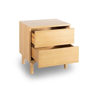 Mesita de noche de madera de acacia de teca maciza con 2 cajones de almacenamiento para interior - Product Image 3