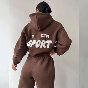 Conjunto de chándal con capucha transpirable de algodón 100% para mujer para la temporada de invierno - Product Image 4