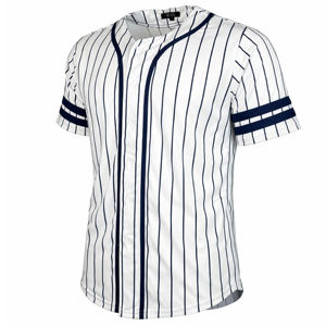 T-shirt de baseball à rayures pour homme, col en V boutonné, 100 % polyester, respirant, séchage rapide, streetwear d'été, haut de sport - Product Image 3